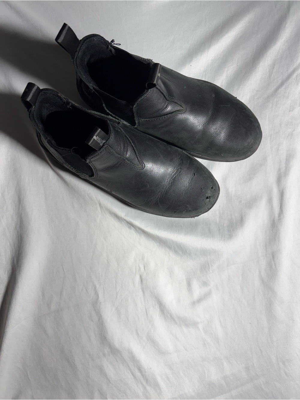 Men's Black Slip-On Leather Work Boots